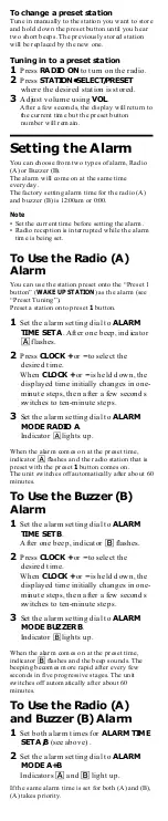 Preview for 5 page of Sony ICF-C253 User Manual