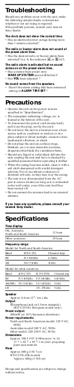 Preview for 7 page of Sony ICF-C253 User Manual