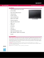 Preview for 1 page of Sony KDL-26M3000 - 26" Bravia M-series Digital Lcd Television Specifications