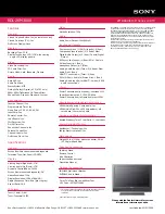 Preview for 2 page of Sony KDL-26M3000 - 26" Bravia M-series Digital Lcd Television Specifications