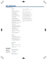 Preview for 2 page of Sony KP-46WT520 - Wide Screen Projection Tv Specifications