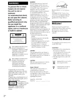 Preview for 2 page of Sony MegaStorage CDP-CX355 Operating Instructions Manual