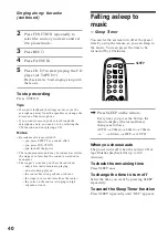 Preview for 40 page of Sony MHC-F100 - Mini Hi Fi System Operating Instructions Manual