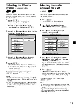 Preview for 29 page of Sony MV7101DS - Mobile DVD Dream System Operating Instructions Manual