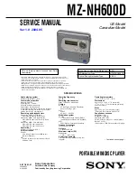 Sony MZNH600D - Hi-MD Walkman Recorder Service Manual preview