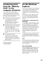 Preview for 31 page of Sony NW-MS7 - Memory Stick Walkman Operating Instructions Manual