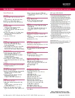 Preview for 2 page of Sony NWZ-A829 Marketing Specifications (Black Model) Specifications