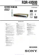 Preview for 1 page of Sony RDR-HX900 Service Manual