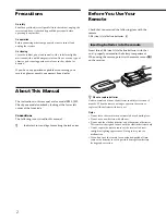 Preview for 2 page of Sony RM-LJ302 Operating Instructions Manual