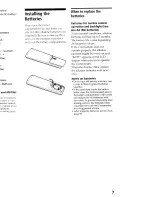 Preview for 7 page of Sony RM-VL1000 - Integrated Remote Commander Operating Instructions Manual