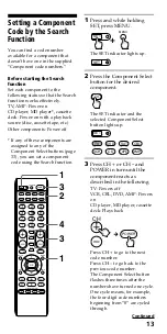 Preview for 13 page of Sony RM VL600 - Universal Remote Control Operating Instructions Manual