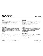 Preview for 8 page of Sony RM-X60M - Marine Remote Commander Operating Instructions Manual