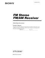 Preview for 1 page of Sony STR-DE997 - Fm Stereo/fm-am Receiver Operating Instructions Manual