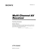Sony STR-DG600 - Multi Channel Av Receiver Operating Instructions Manual preview