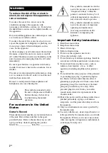 Preview for 2 page of Sony STR-DH810 - Audio Video Receiver Operating Instructions Manual