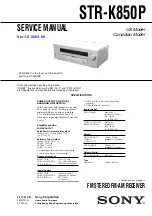 Preview for 1 page of Sony STR-K850P - Fm Stereo/fm-am Receiver Service Manual