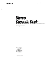 Sony TC-W320 - Stereo Double Cassette Deck Operating Instructions Manual preview