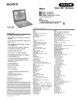 Sony Vaio PCG-F340 Specifications preview