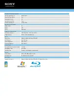 Preview for 3 page of Sony VAIO VPCCB2SFX/D Specifications