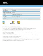 Preview for 3 page of Sony VAIO VPCEG1BFX Specifications