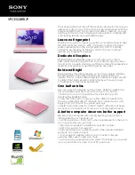 Sony VAIO VPCEG3BFXP Specifications preview