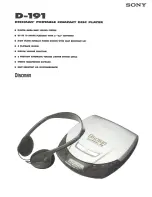 Sony Walkman D-191 Specification Sheet preview