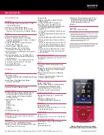 Preview for 2 page of Sony Walkman NWZ-E344RED Specifications