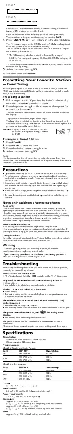 Preview for 3 page of Sony Walkman SRF-M37 User Manual