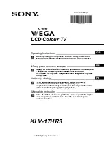 Sony WEGA KLV-17HR3 Operating Instructions Manual preview