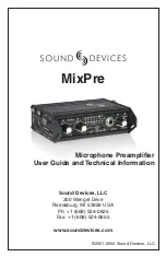 Sound Devices MixPre User Manual preview