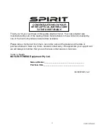 Preview for 3 page of Spirit Esprit EL255 Owner'S Manual