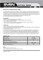 Preview for 2 page of Sven Optima BASE Operation Manual