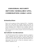 Preview for 3 page of Targus DEFCON Serialized VPCL User Manual