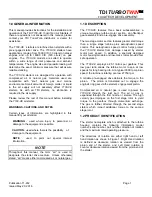 Preview for 3 page of TDI TURBOTWIN T100-VE Installation And Operating Manual