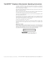 Preview for 23 page of TekTone Tek-ENTRY TE903A Operation, Installation And Service Manual