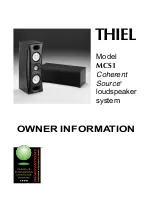 Preview for 1 page of Thiel MCS1 Owner'S Information