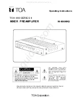 Toa 900 II Series Operating Instructions Manual preview