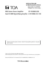 Toa 9000 Series Installation And Operating Instructions Manual preview