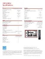 Preview for 2 page of Toshiba 19CV100U Specifications