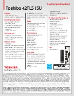 Preview for 2 page of Toshiba 42TL515U Specifications