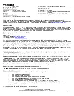 Preview for 3 page of Toshiba A105-S2051 Specifications