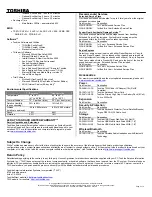 Preview for 2 page of Toshiba A105-S2091 Specifications