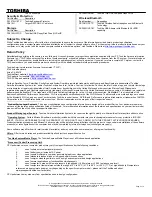 Preview for 3 page of Toshiba A105-S2111 Specifications