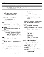 Preview for 1 page of Toshiba A105-S4204 Specifications