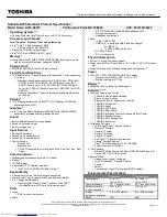 Preview for 1 page of Toshiba A355-S6879 - Satellite - Core 2 Duo GHz Specifications