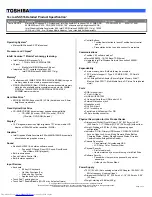 Preview for 1 page of Toshiba A5-S516 Specifications