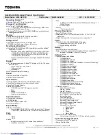 Preview for 1 page of Toshiba A665-S6100X Specifications