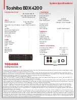 Preview for 2 page of Toshiba BDX4200 Specifications