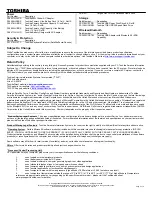 Preview for 3 page of Toshiba M105-S3064 Specifications