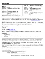 Preview for 2 page of Toshiba T115-S1105 Specifications